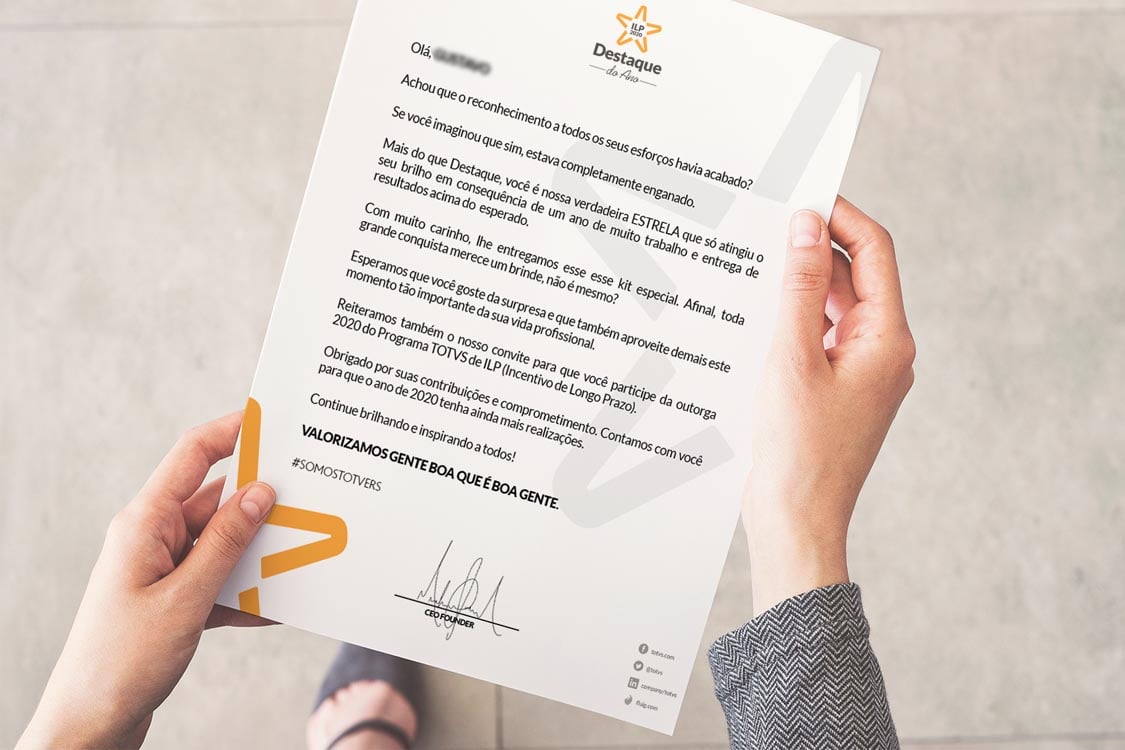 Redação, diagramação e design para carta de premiação.